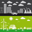 Vektor: ville écologique, ville polluée, écologie ville écologique, ville polluée, écologie