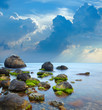 Sea stones at sunset