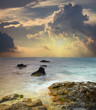 Sea stones at sunset