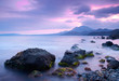Sea stones at sunset