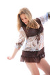 Foto: young woman in jeans shorts young woman in jeans shorts