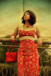 beauty young woman in red dress