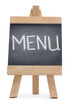 Chalkboard with the word menu written on it