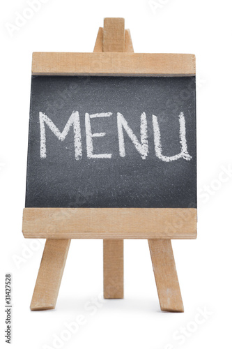 Foto: Chalkboard with the word menu written on it Chalkboard with the word menu written on it