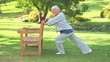 Mature woman doing her stretches