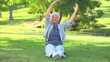 Mature woman doing her stretches