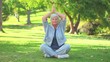 Mature woman relaxing outdoors