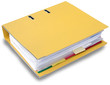 Close up of yellow ring binder isolated