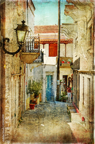  old greek streets- artistic picture