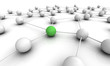 Illustration: Network 3D - All white, one green Network 3D - All white, one green