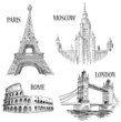 European cities sketched symbols European cities sketched symbols