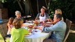 Several generation during a barbecue