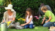 Family doing some gardening together
