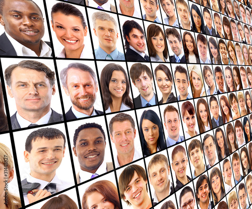 Photo : Many the isolated portraits of people Many the isolated portraits of people