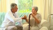 Doctor taking a patients pulse