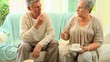 Couple chatting and drinking tea