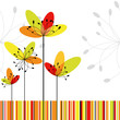 Springtime abstract flower on colorful stripe background