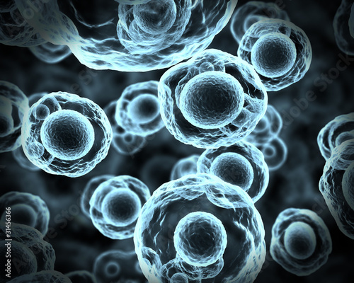 Illustration: Abstract cells in mitosis in xray Abstract cells in mitosis in xray