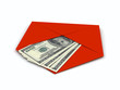 Dollars sign in envelope over white background
