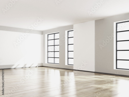 Illustration: Interno vuoto con finestre da arredare Interno vuoto con finestre da arredare