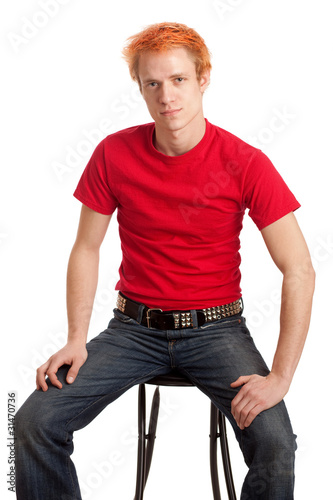 Photo: Young Man in Red Shirt Young Man in Red Shirt