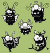Cartoon monsters, goblins, ghosts, aliens