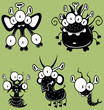 Cartoon monsters, goblins, ghosts, aliens