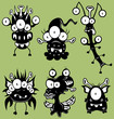 Cartoon monsters, goblins, ghosts, aliens
