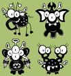Cartoon monsters, goblins, ghosts, aliens
