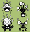 Cartoon monsters, goblins, ghosts, aliens