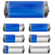 blue battery with different levels of charging