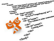 HTML concept with code and under construction cones.