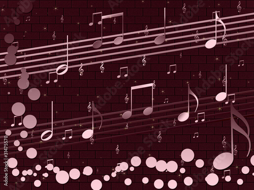Music Note Computer on Burgundy Background Music With Notes    Lina0486  31475570   See