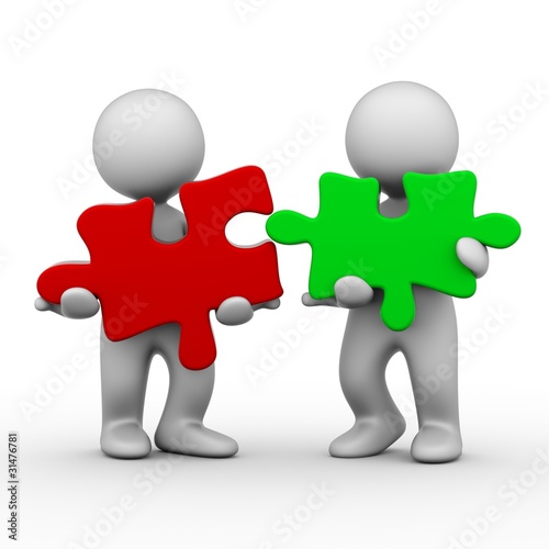 Illustration: Connection two puzzles. Connection two puzzles.