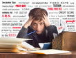 Woman Overwhelmed While Paying Bills