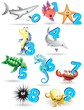 Animali del Mare Cartoon e Numeri-Sea Animals with Numbers