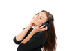 woman listen and enjoy the relax music in headphones