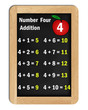 number four addition tables on a blackboard