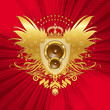 Golden coat of arms with loudspeakes