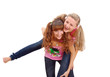 two teenage sisters having fun