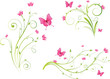 Floral elements and butterflies set