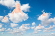 babies on White, fluffy clouds in blue sky collage babies on White, fluffy clouds in blue sky collage