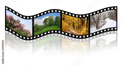 Photo: four seasons spring, summer, autumn, winter on old film four seasons spring, summer, autumn, winter on old film