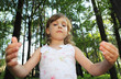 Portrait of little cute girl with curly blonde hair Portrait of little cute girl with curly blonde hair