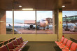 Empty waiting room with red armchairs at Airport Empty waiting room with red armchairs at Airport