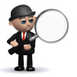 3d Banker and a magnifying glass 3d Banker and a magnifying glass