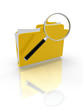 rendered concept of a folder with loupe.