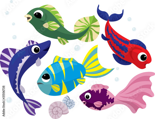 pictures of cartoon fishes. Bright colored cartoon fishes