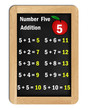 number five addition tables on a blackboard