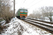 Electric train in Moscow in the winter, Russia